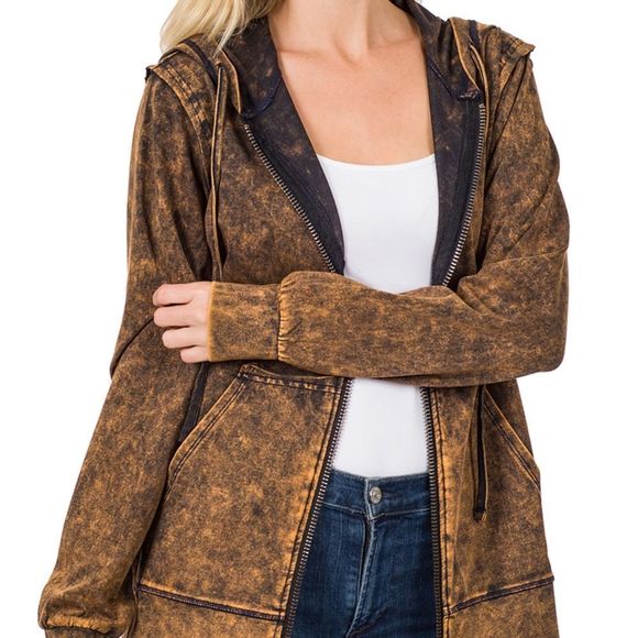 Mineral Wash Zipper Hoodie - Picture 3 of 4